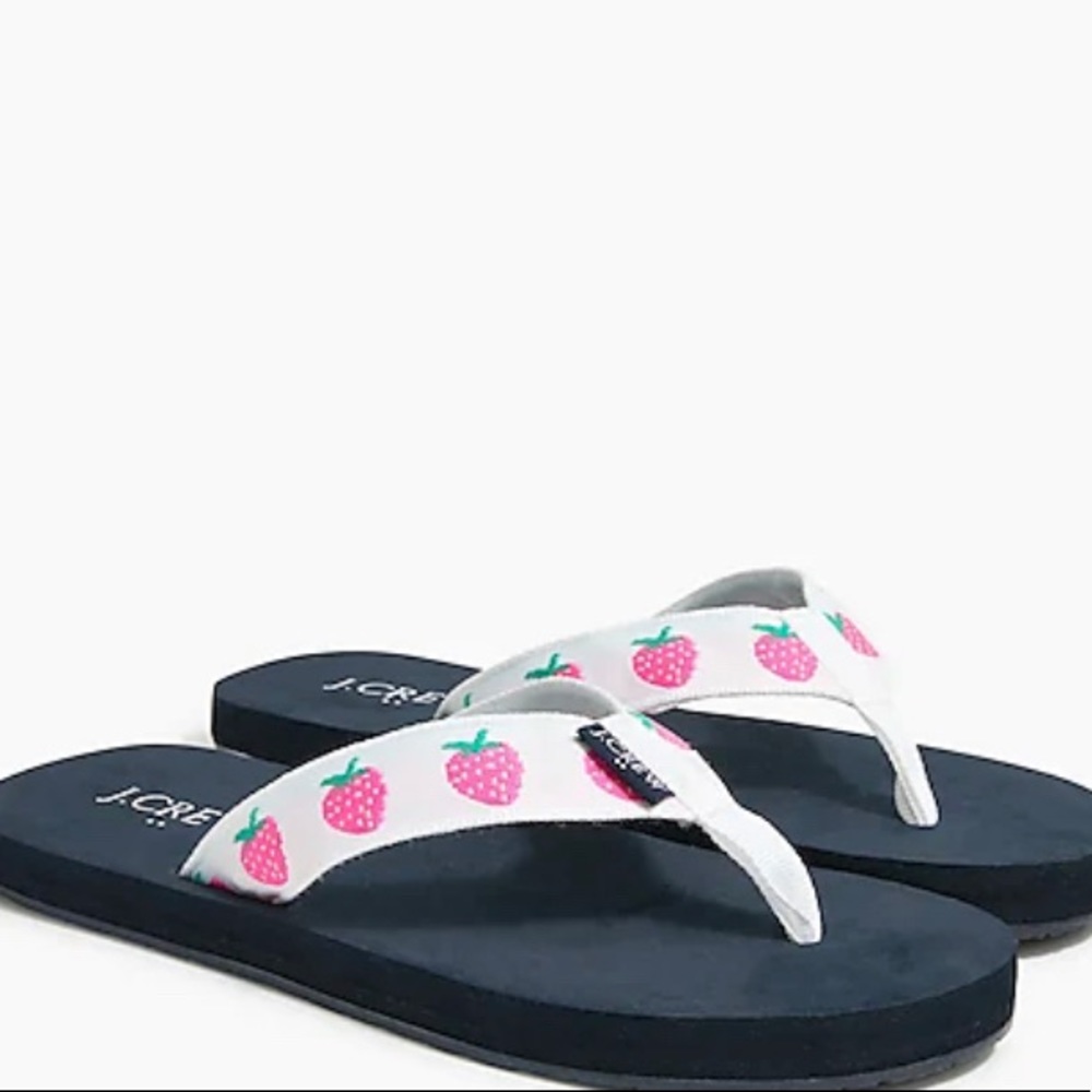 J Crew Embroidered Flip Flops